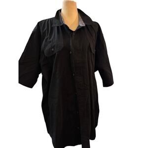 Wrangler Black Button-Up Shirt 2XT Tall Workwear Western Short Sleeve